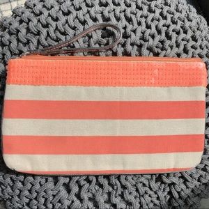 Loft Sequin Clutch in Salmon and Cream